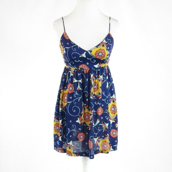 Nieves Lavi navy blue orange dress 4 - Picture 1 of 8